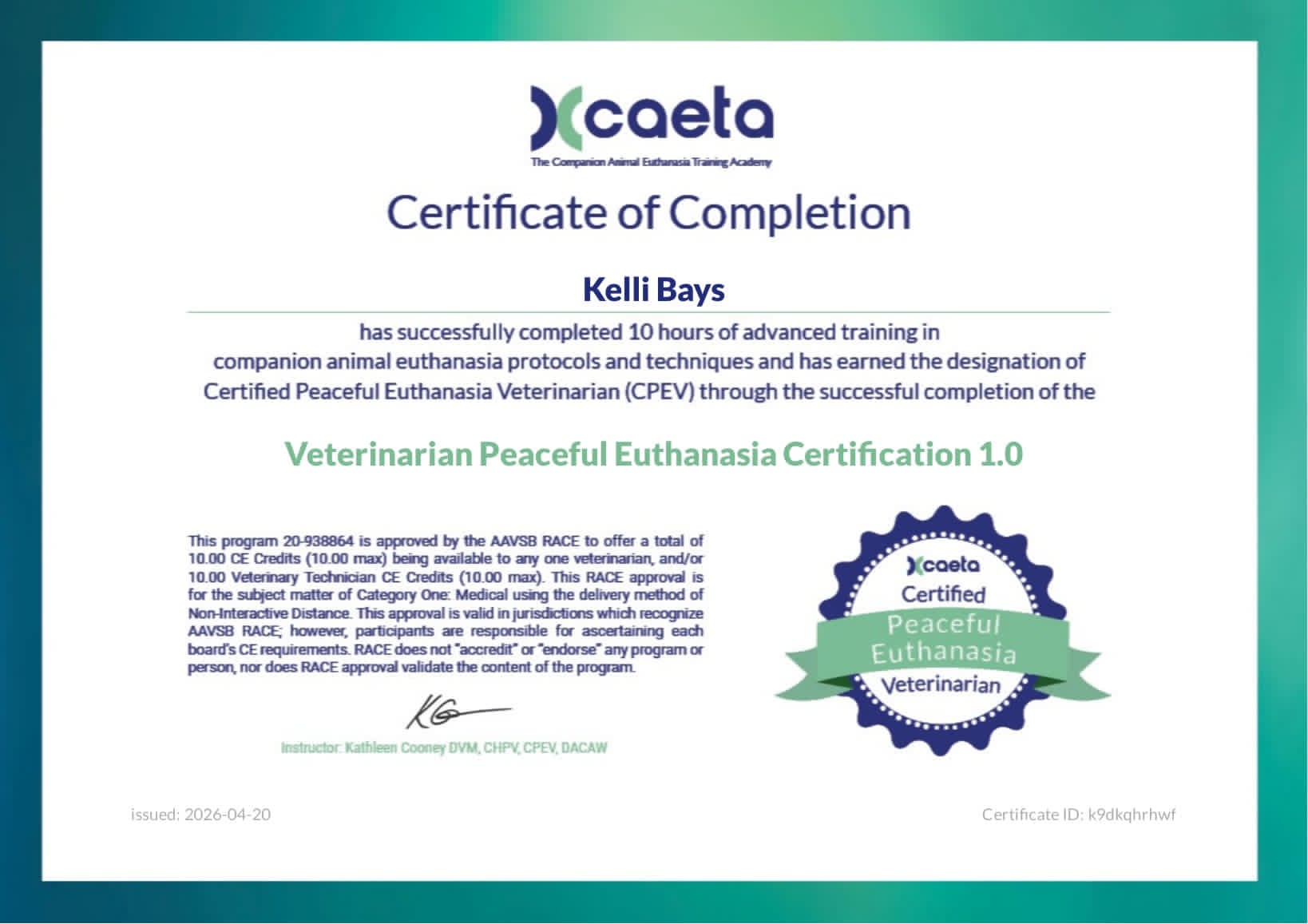 CAETA Certification